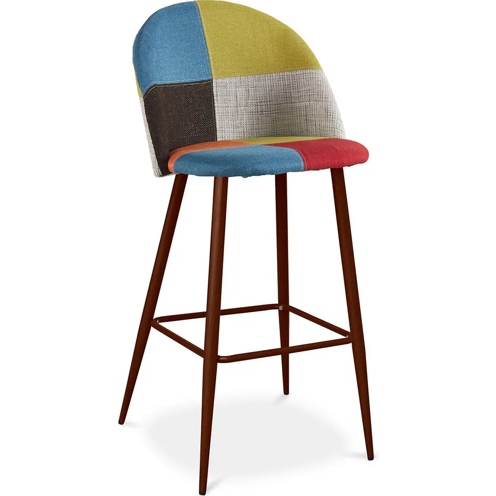  Buy Patchwork Upholstered Bar Stool Scandinavian Design with Dark Metal Legs - Bennett Fiona Multicolour 59949 - in the EU
