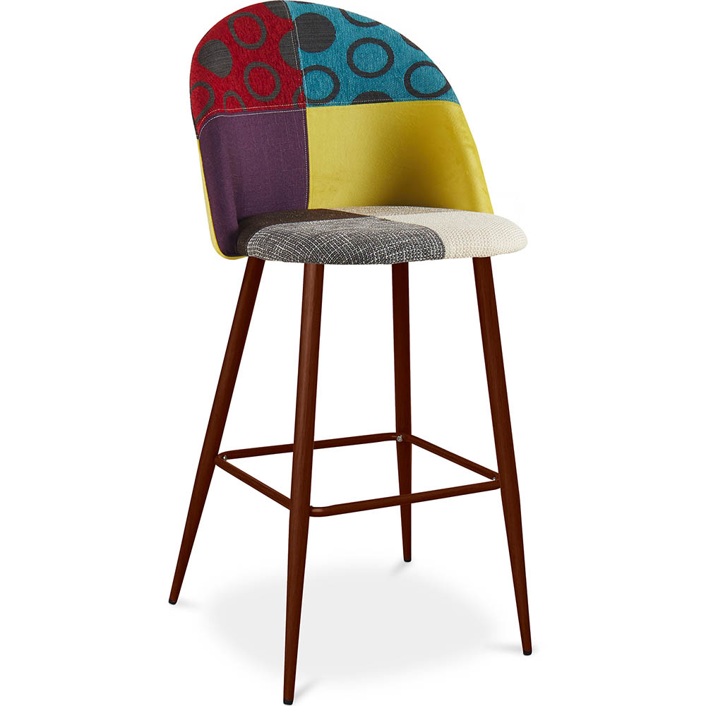  Buy Patchwork Upholstered Bar Stool Scandinavian Design with Dark Metal Legs - Bennett Jay Multicolour 59950 - in the EU
