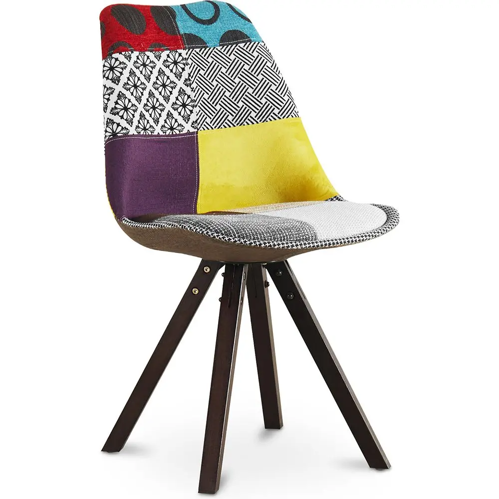  Buy Dining Chair Brielle Upholstered Scandi Design Dark Wooden Legs Premium - Patchwork Jay Multicolour 59957 - in the EU