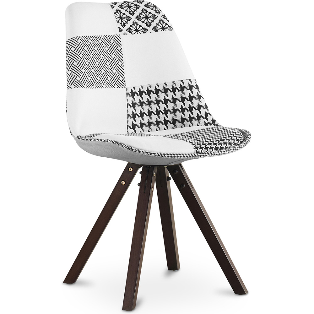  Buy Dining Chair Brielle Upholstered Scandi Design Dark Wooden Legs Premium - Patchwork Max White / Black 59959 - in the EU