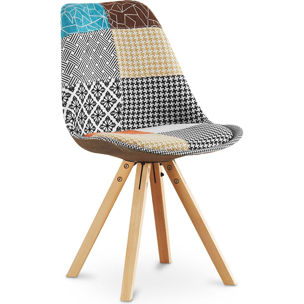  Buy Dining Chair Brielle Upholstered Scandi Design Wooden Legs Premium - Patchwork Amy Multicolour 59960 - in the EU