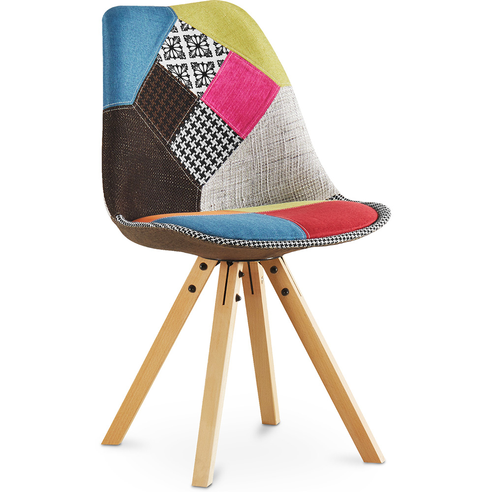  Buy Dining Chair Brielle Upholstered Scandi Design Wooden Legs Premium - Patchwork Fiona Multicolour 59961 - in the EU