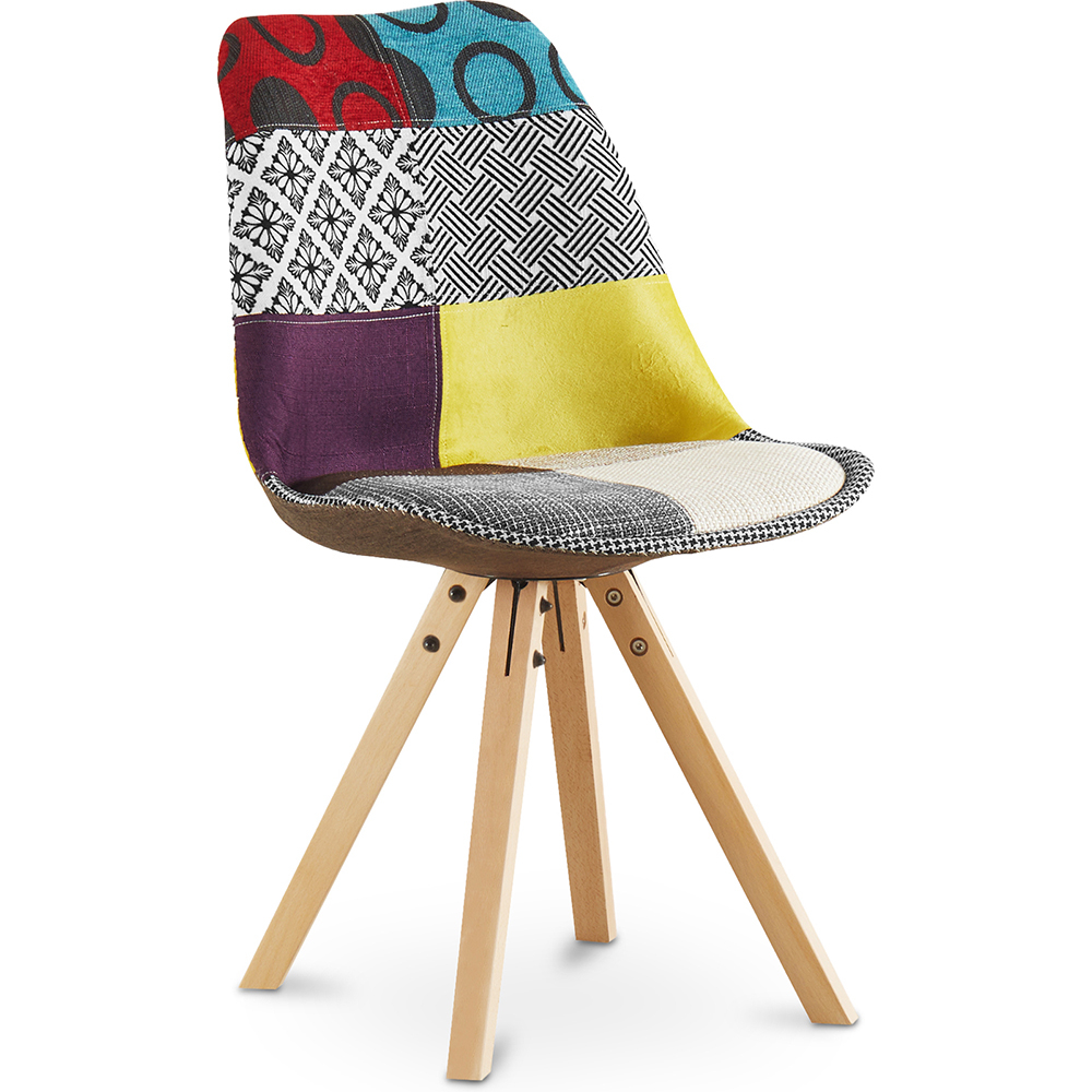  Buy Dining Chair Brielle Upholstered Scandi Design Wooden Legs Premium - Patchwork Jay Multicolour 59962 - in the EU