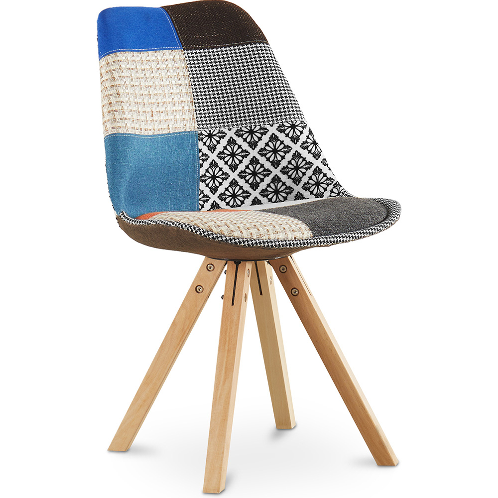  Buy Dining Chair Brielle Upholstered Scandi Design Wooden Legs Premium - Patchwork Piti Multicolour 59963 - in the EU