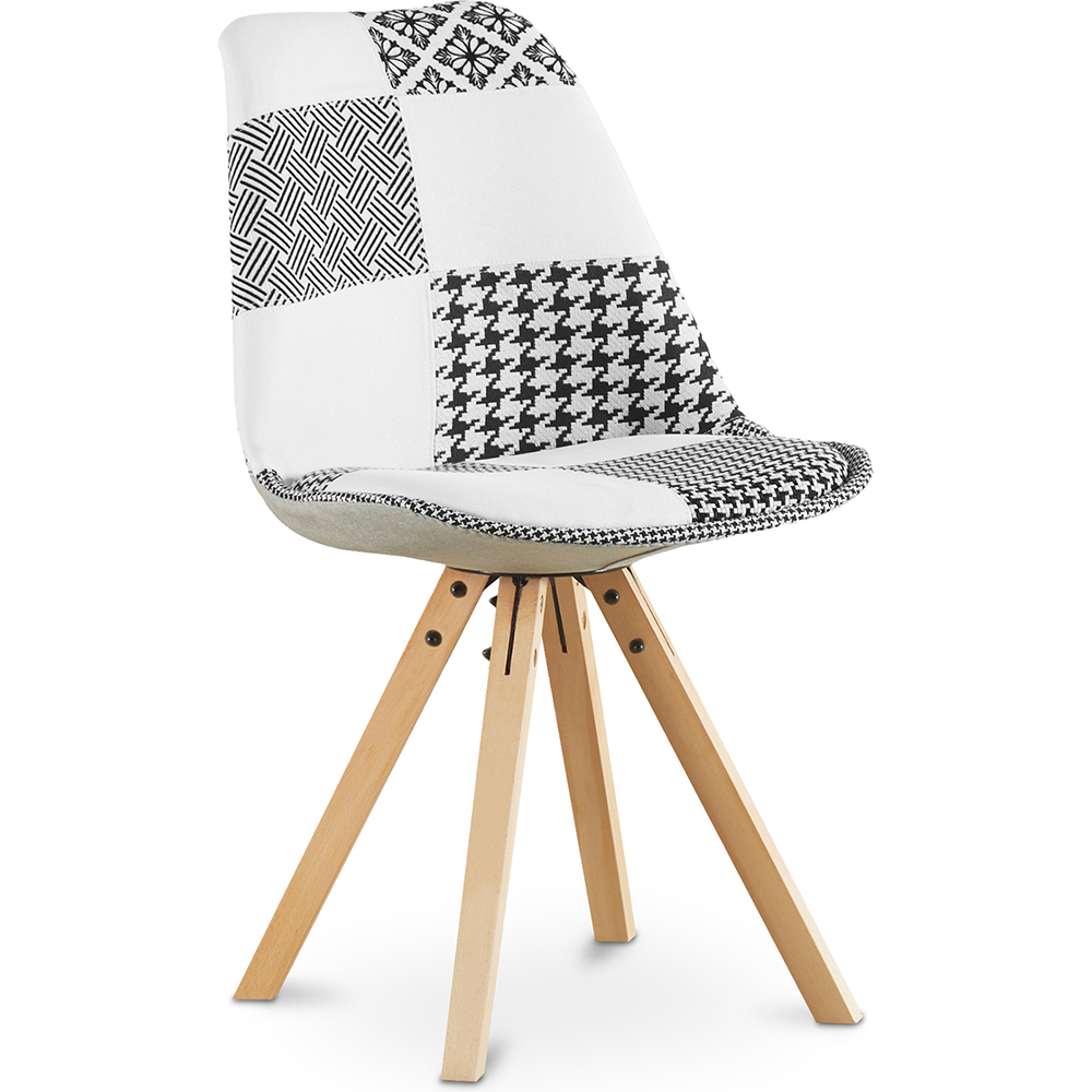  Buy Dining Chair Brielle Upholstered Scandi Design Wooden Legs Premium - Patchwork Max White / Black 59964 - in the EU