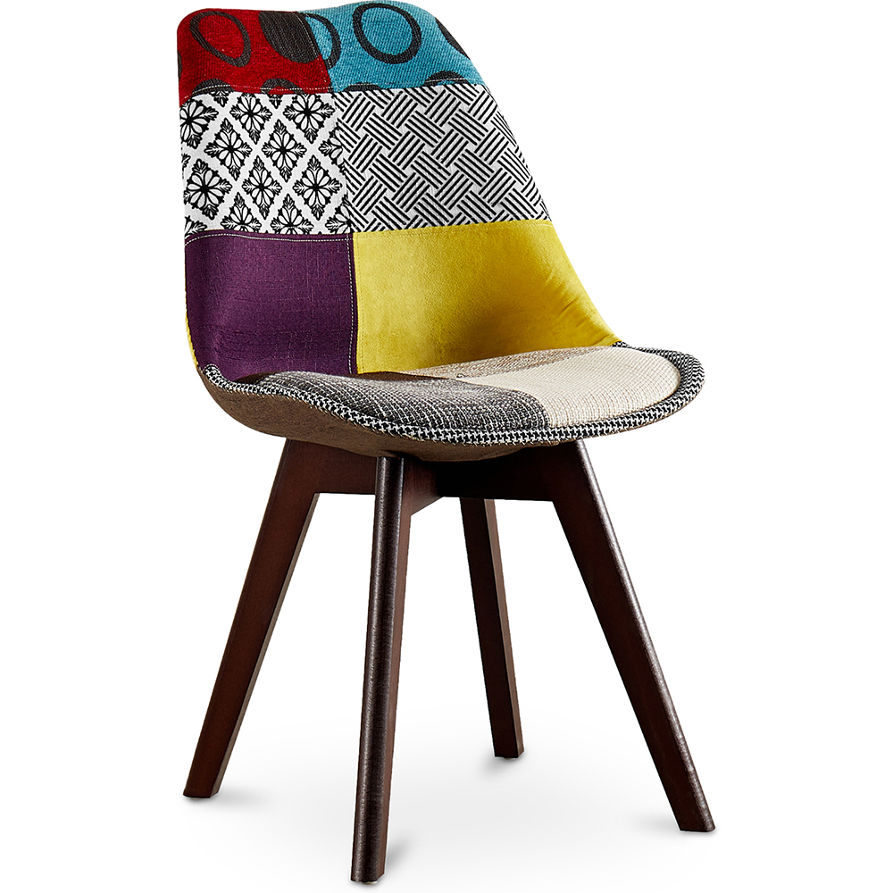  Buy Dining Chair Brielle Upholstered Scandi Design Dark Wooden Legs Premium New Edition - Patchwork Jay Multicolour 59967 - in the EU