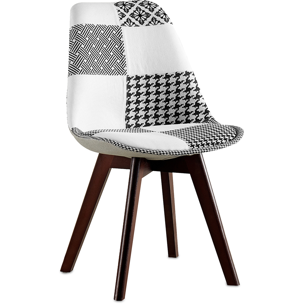  Buy Dining Chair Brielle Upholstered Scandi Design Dark Wooden Legs Premium New Edition - Patchwork Max White / Black 59969 - in the EU