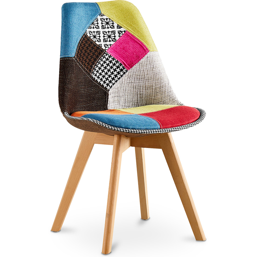  Buy Dining Chair Brielle Upholstered Scandi Design Wooden Legs Premium New Edition - Patchwork Fiona Multicolour 59971 - in the EU