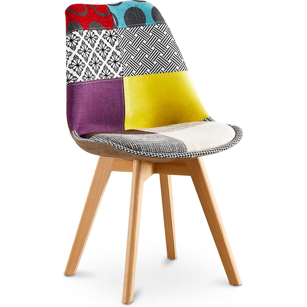  Buy Dining Chair Brielle Upholstered Scandi Design Wooden Legs Premium New Edition - Patchwork Jay Multicolour 59972 - in the EU