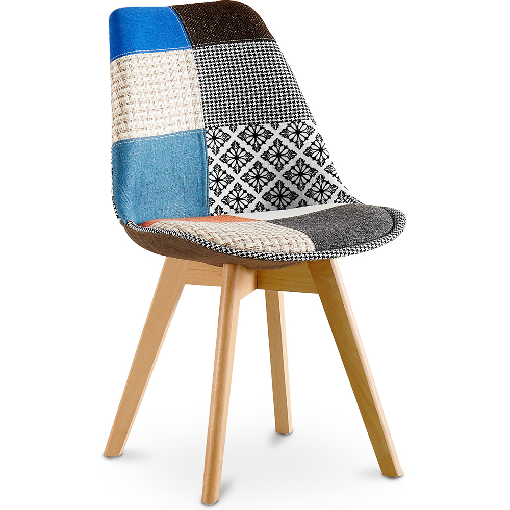  Buy Dining Chair Brielle Upholstered Scandi Design Wooden Legs Premium New Edition - Patchwork Piti Multicolour 59973 - in the EU