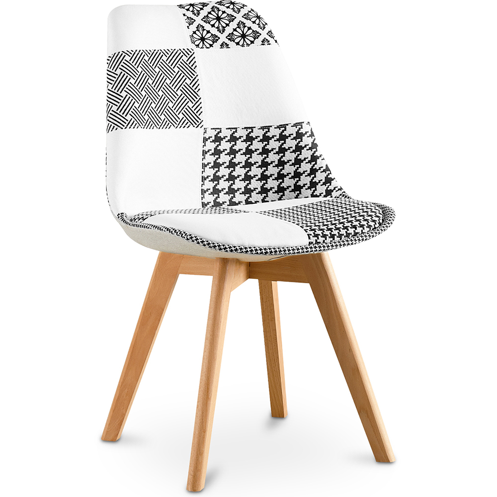  Buy Dining Chair Brielle Upholstered Scandi Design Wooden Legs Premium New Edition - Patchwork Max White / Black 59974 - in the EU