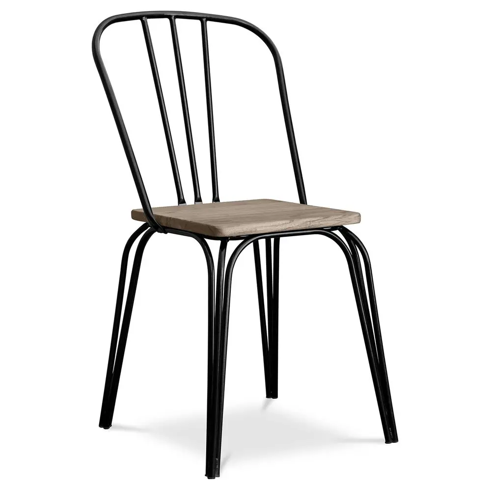  Buy Industrial Style Metal and Light Wood Chair - Gillet Black 59989 - in the EU