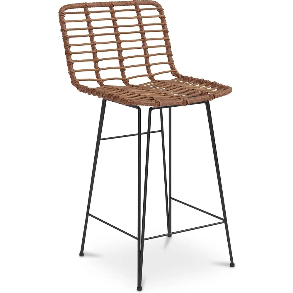  Buy Bar Stool Design Boho Bali Synthetic Wicker 65cm - Kimi Natural wood 59994 - in the EU