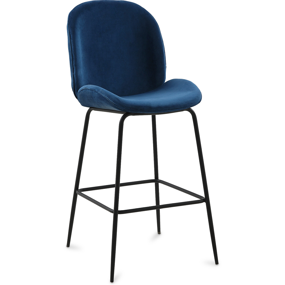  Buy Bar Stool Accent Velvet Upholstered Retro Design 73cm - Elias Dark blue 59997 - in the EU