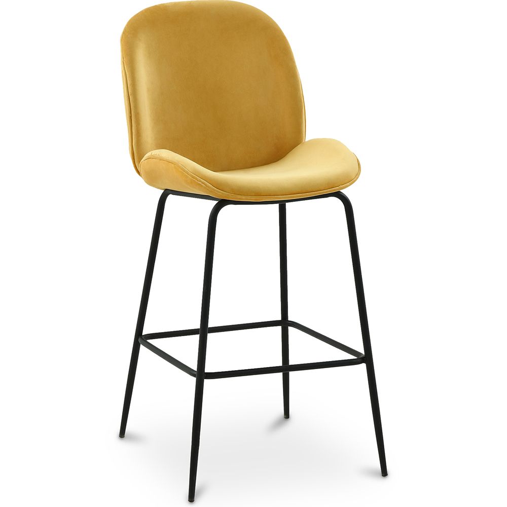  Buy Bar Stool Accent Velvet Upholstered Retro Design - Elias Mustard 59997 - in the EU