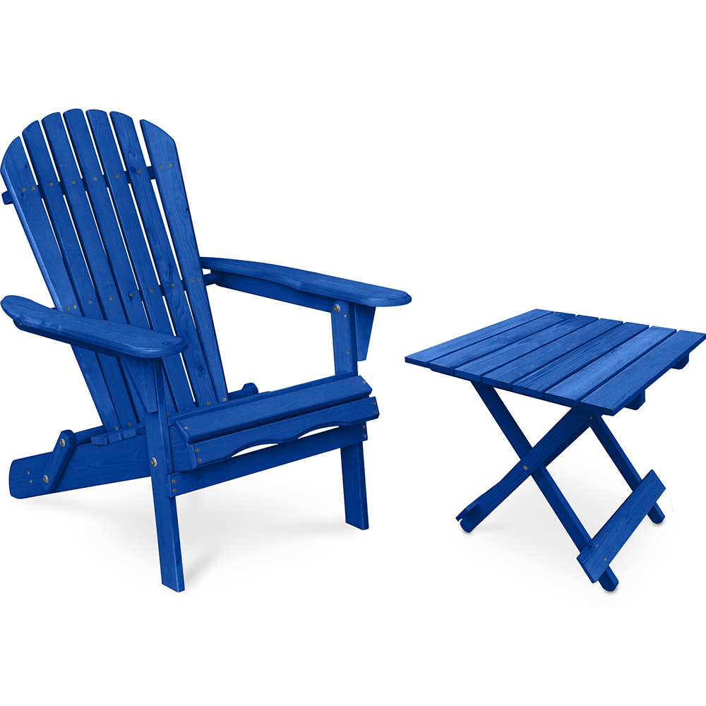  Buy Garden Chair + Table Adirondack Wood Outdoor Furniture Set - Anela Blue 60008 - in the EU