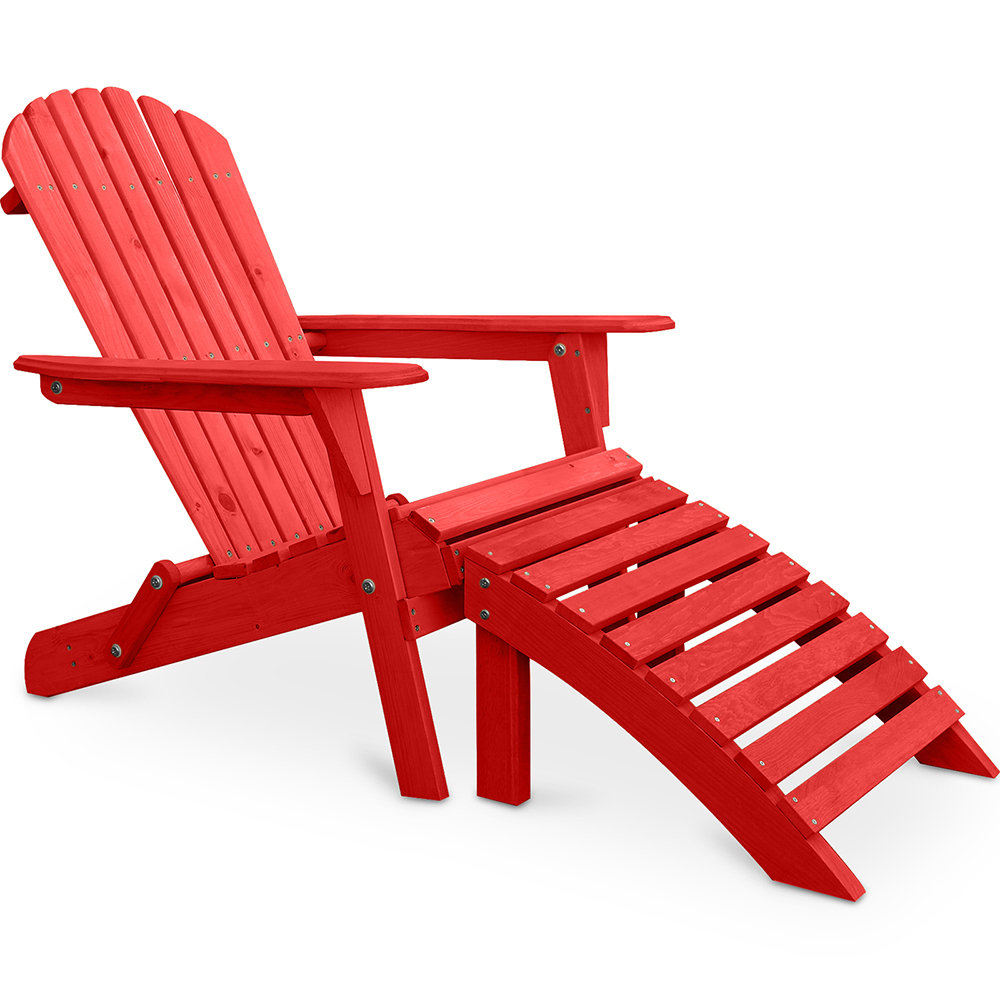  Buy Adirondack long Chair + Footrest Wood Outdoor Furniture Set - Anela Red 60009 - in the EU