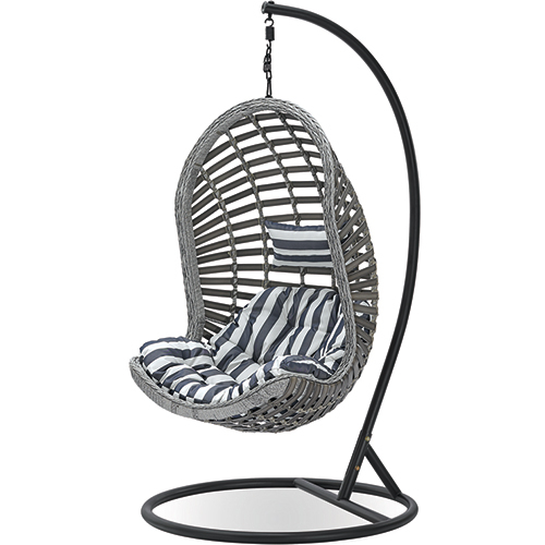  Buy Hanging Garden Chair Rattan Synthetic Design Boho Bali Egg Style - Etania Grey 60017 - in the EU