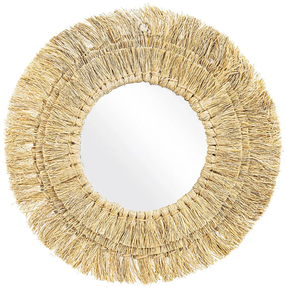  Buy Wall Mirror - Boho Bali Round Design (60 cm) - Qui Natural wood 60056 - in the EU