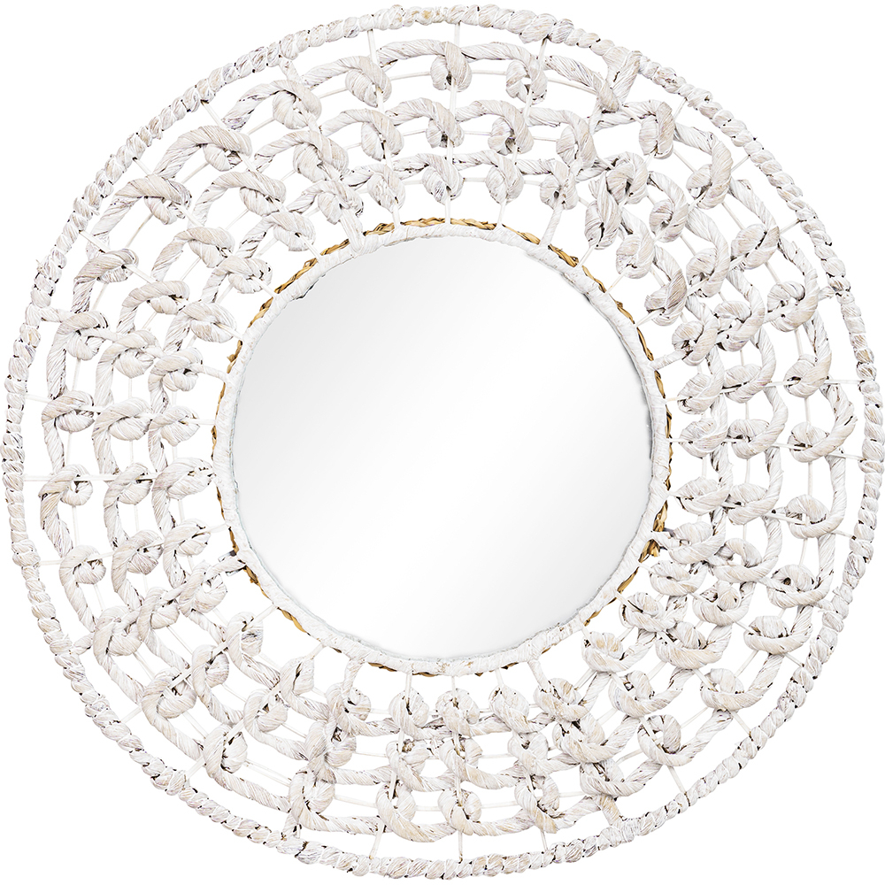  Buy Wall Mirror - Boho Bali Round Design (60 cm) - Chiua White 60060 - in the EU