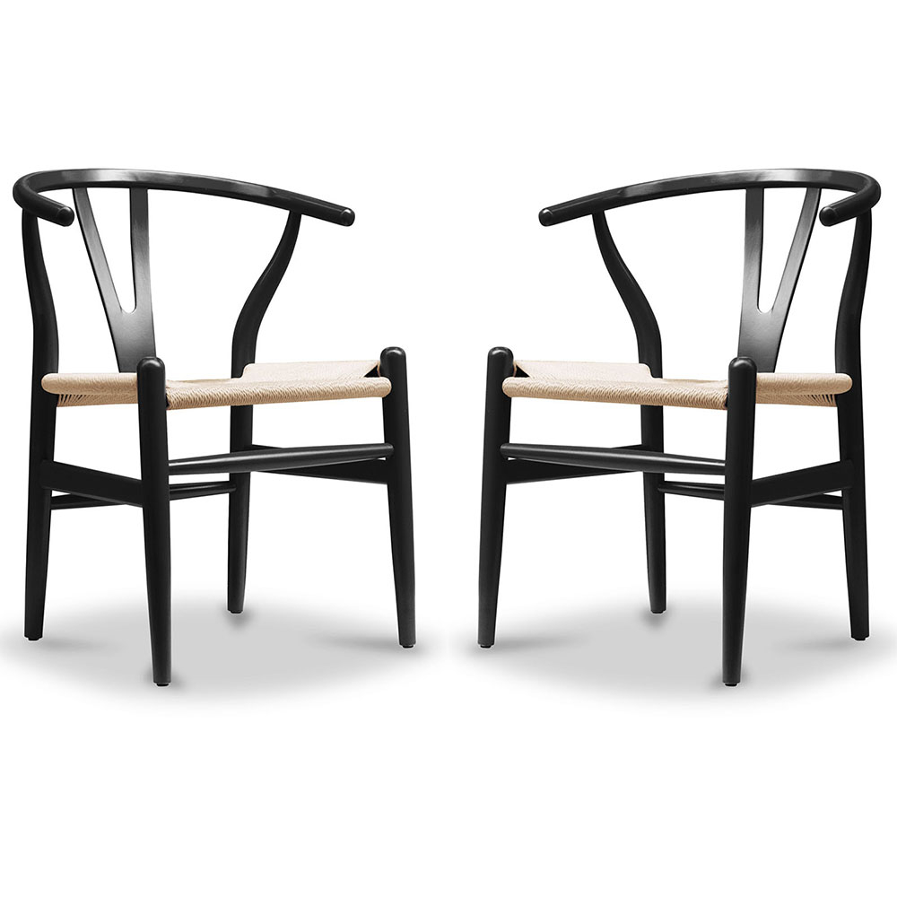  Buy X2 Dining Chair Scandinavian Design Wooden Cord Seat - Wish Black 60062 - in the EU