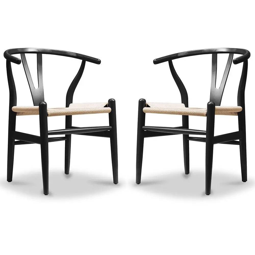  Buy X2 Dining Chair Scandinavian Design Wooden Cord Seat - Wish Black 60062 - in the EU
