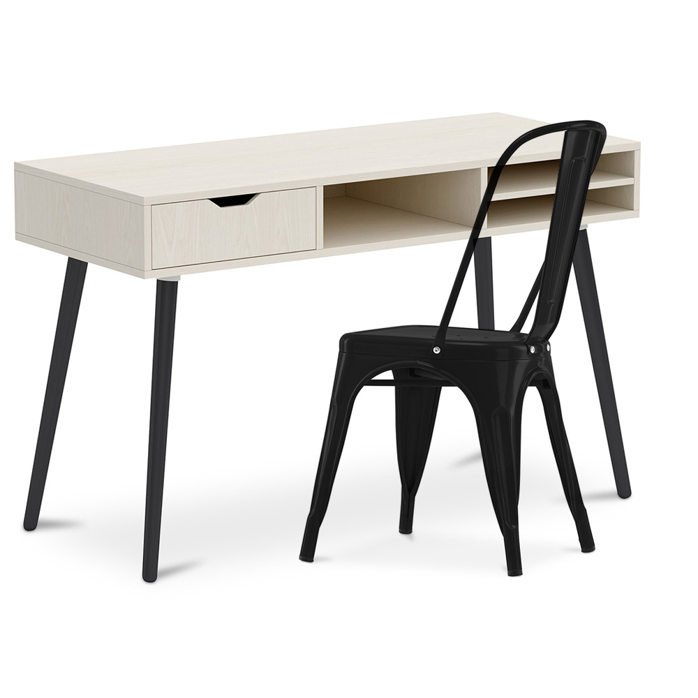  Buy Desk Table Wooden Design Scandinavian Style Viggo + Bistrot Metalix Chair New edition Black 60065 - in the EU