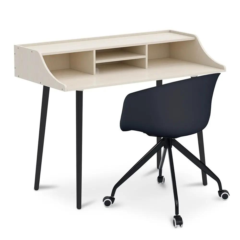  Buy Office Desk Table Wooden Design Scandinavian Style Eldrid + Design Office Chair with Wheels Black 60066 - in the EU