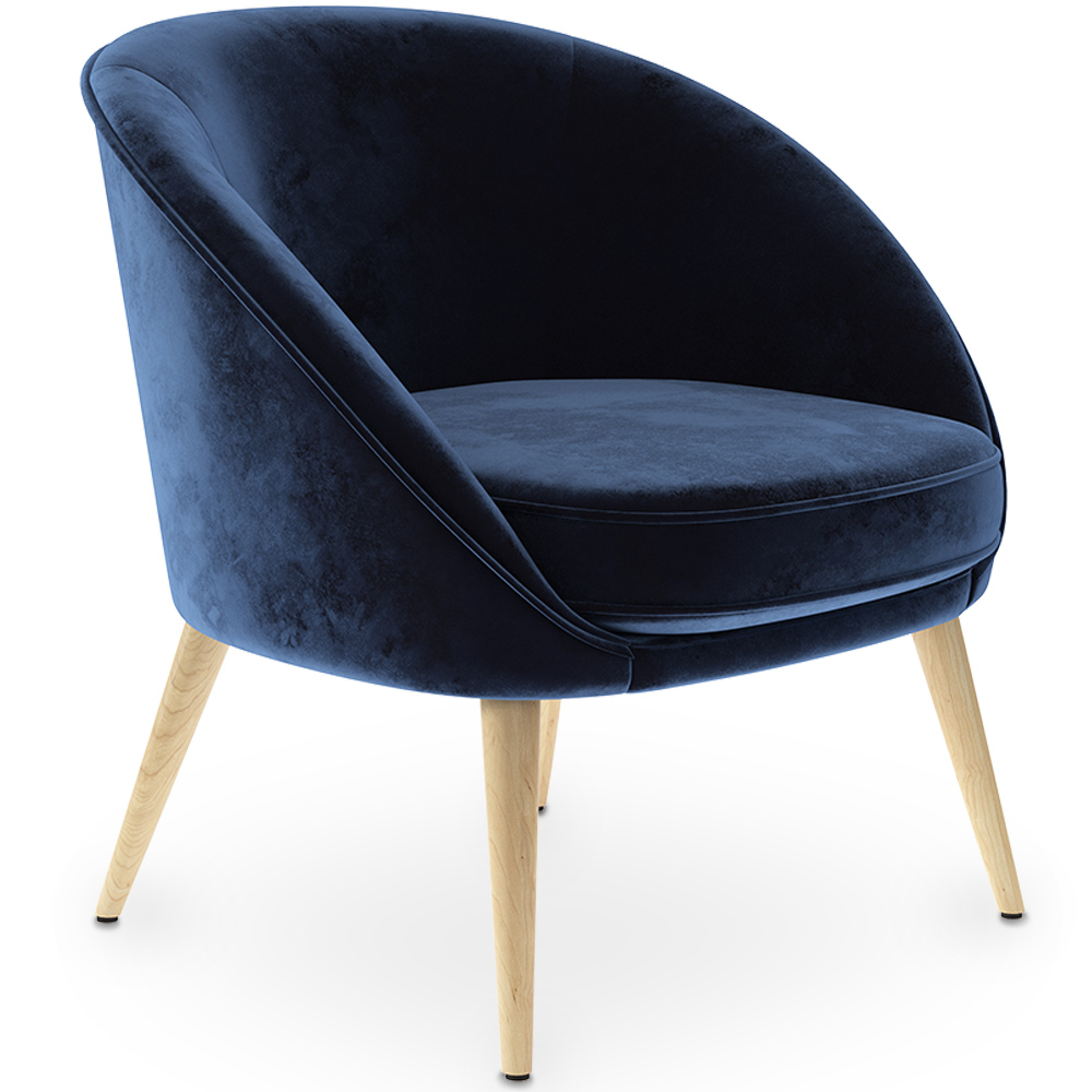  Buy Velvet upholstered accent chair with wooden legs - Oirna Dark blue 60077 - in the EU