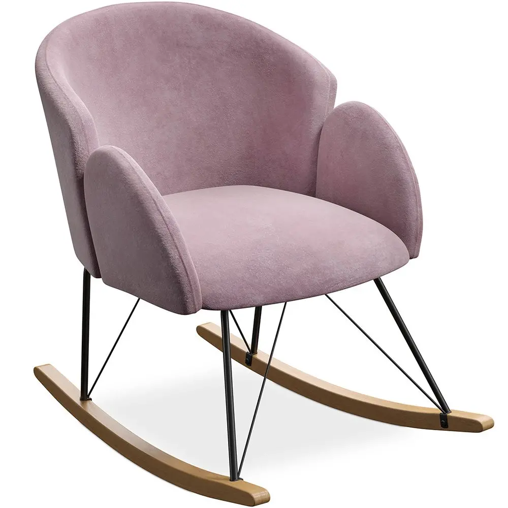  Buy Rocking armchair upholstered in velvet - Frida  Light Pink 60082 - in the EU
