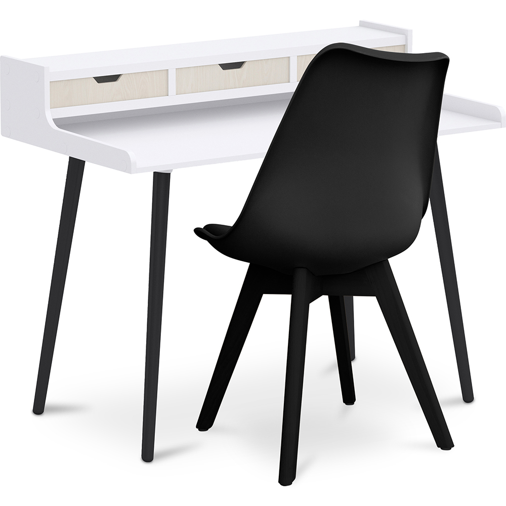  Buy Office Desk Table Wooden Design Scandinavian Style Amund + Premium Brielle Scandinavian Design chair with cushion Black 60114 - in the EU