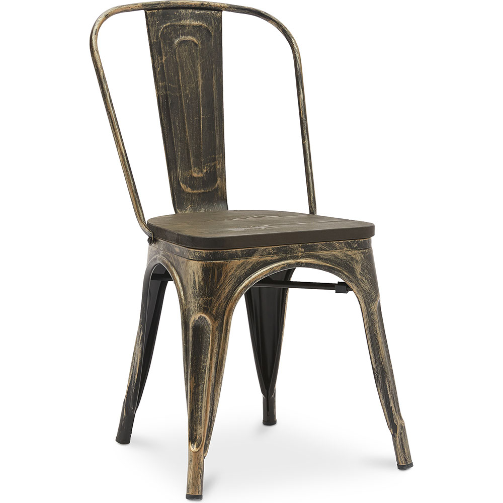  Buy Dining Chair Bistrot Metalix Industrial Metal and Dark Wood - New Edition Metallic bronze 60124 - in the EU