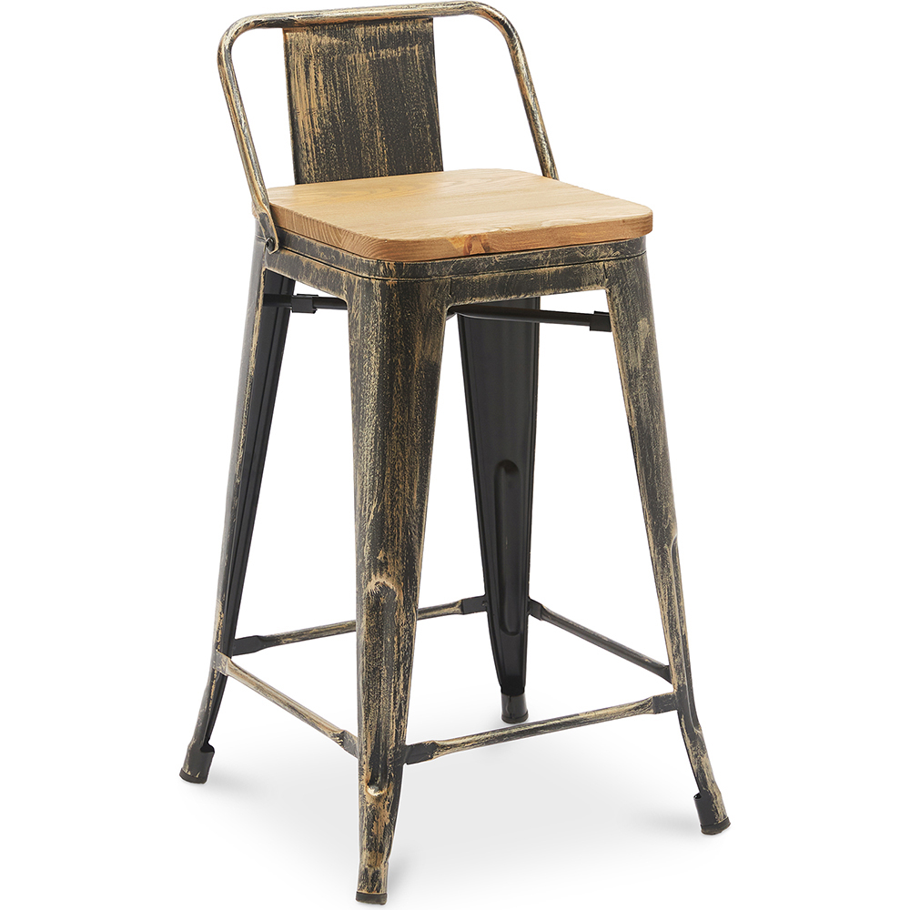  Buy Bar stool with small backrest  Bistrot Metalix industrial Metal and Light Wood - 60 cm - New Edition Metallic bronze 60125 - in the EU