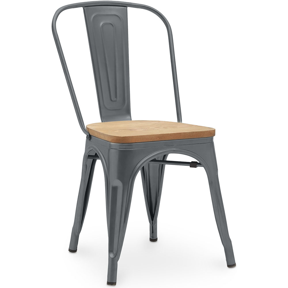  Buy Dining Chair Bistrot Metalix Industrial Metal and Light Wood - New Edition Dark grey 60123 - in the EU