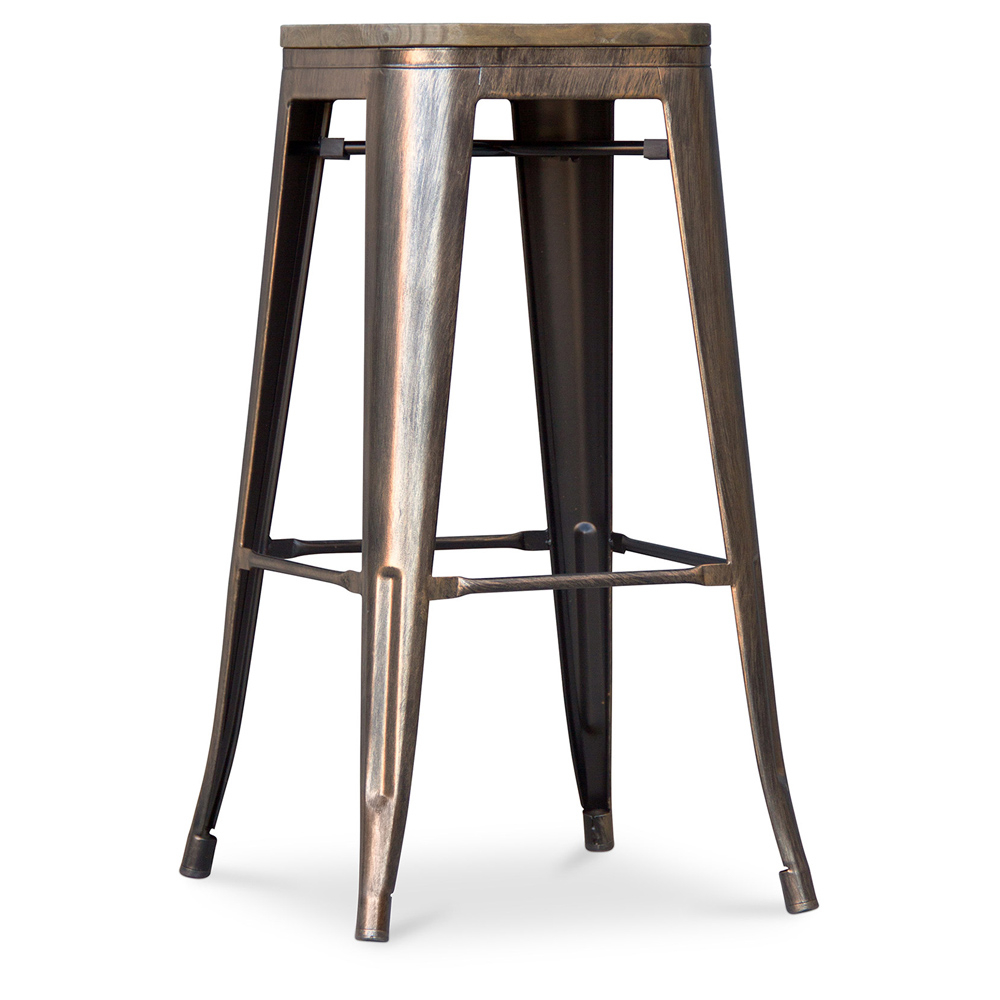  Buy Bar Stool - Industrial Design - Wood & Steel - 76 cm - New Edition- Metalix Metallic bronze 60137 - in the EU