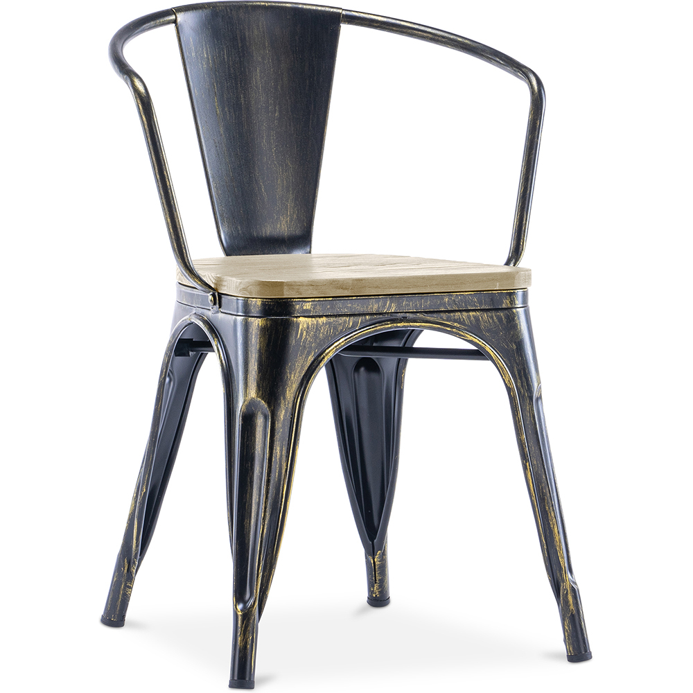  Buy Dining Chair with armrest Bistrot Metalix industrial Metal and Light Wood - New Edition Metallic bronze 60143 - in the EU