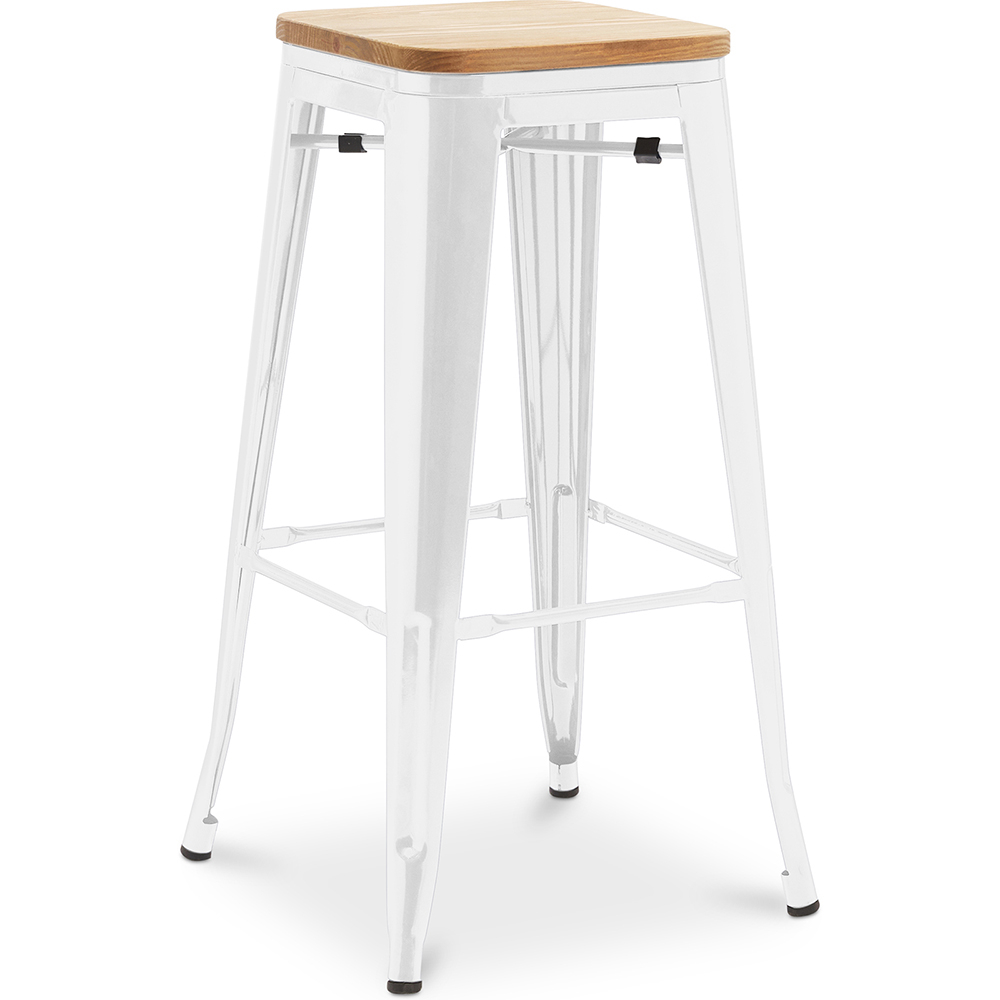 Buy Bar Stool - Industrial Design - Wood & Steel - 76cm - New Edition - Metalix White 60144 - in the EU