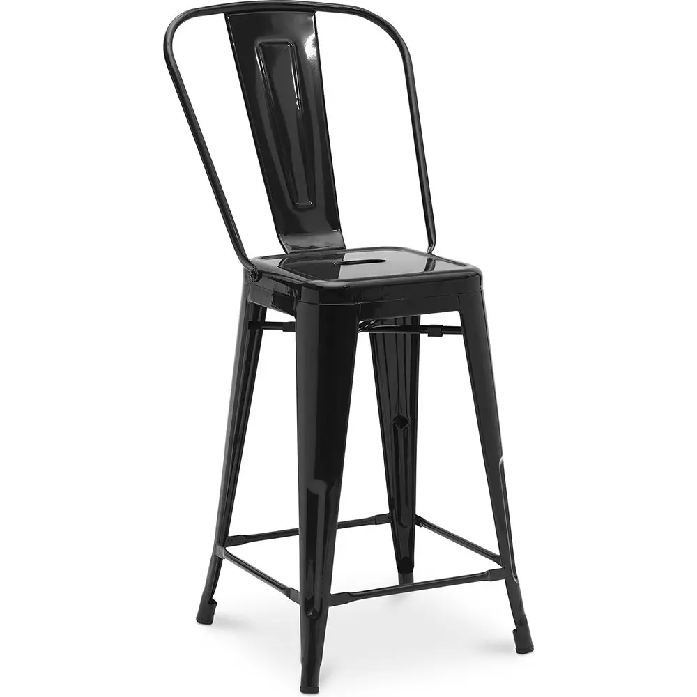  Buy Bar Stool with Backrest - Industrial Design - 60cm - New Edition - Metalix Black 60146 - in the EU