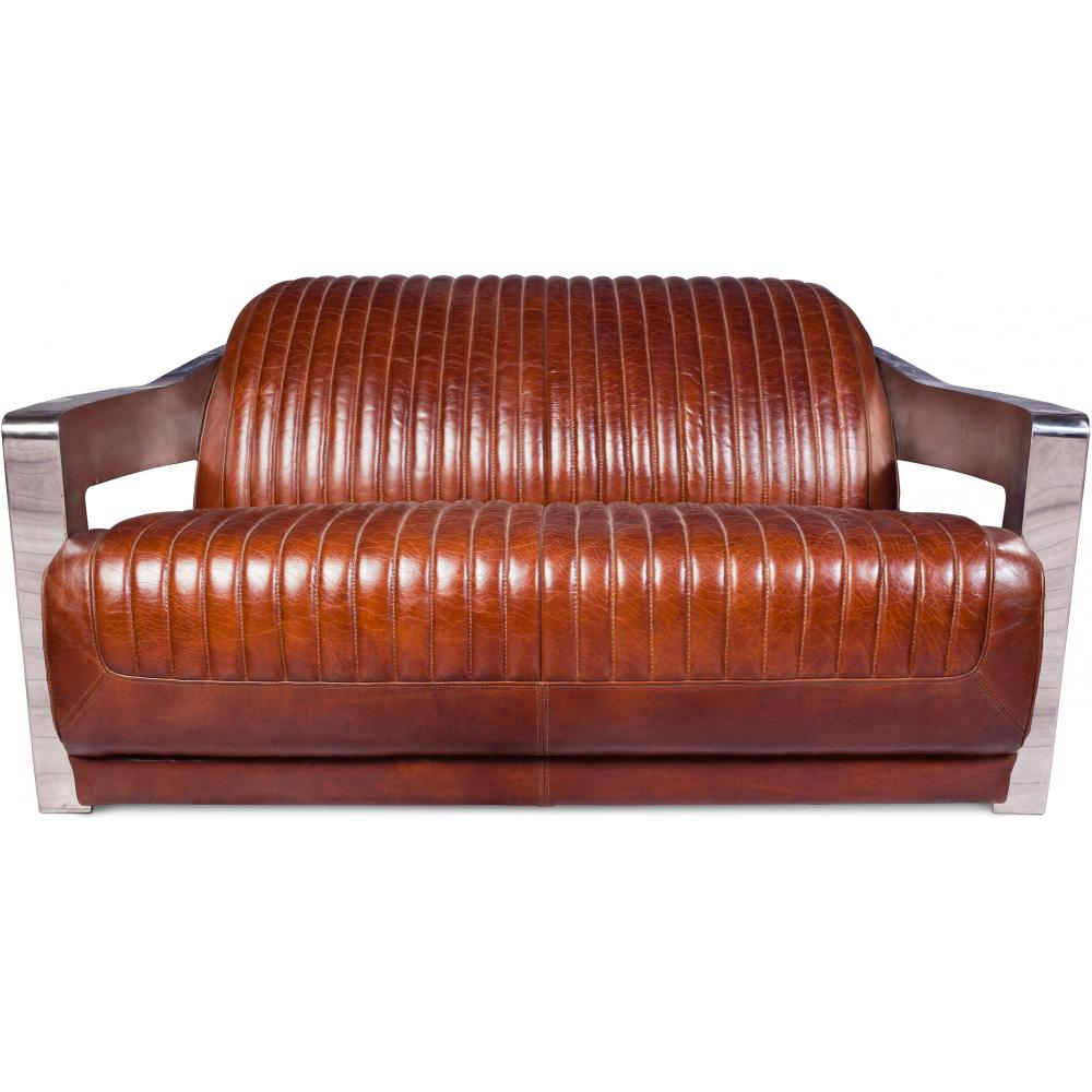  Buy Design Sofa Churchill Lounge - 2 places - Premium Leather & Stainless Steel Vintage brown 48369 - in the EU