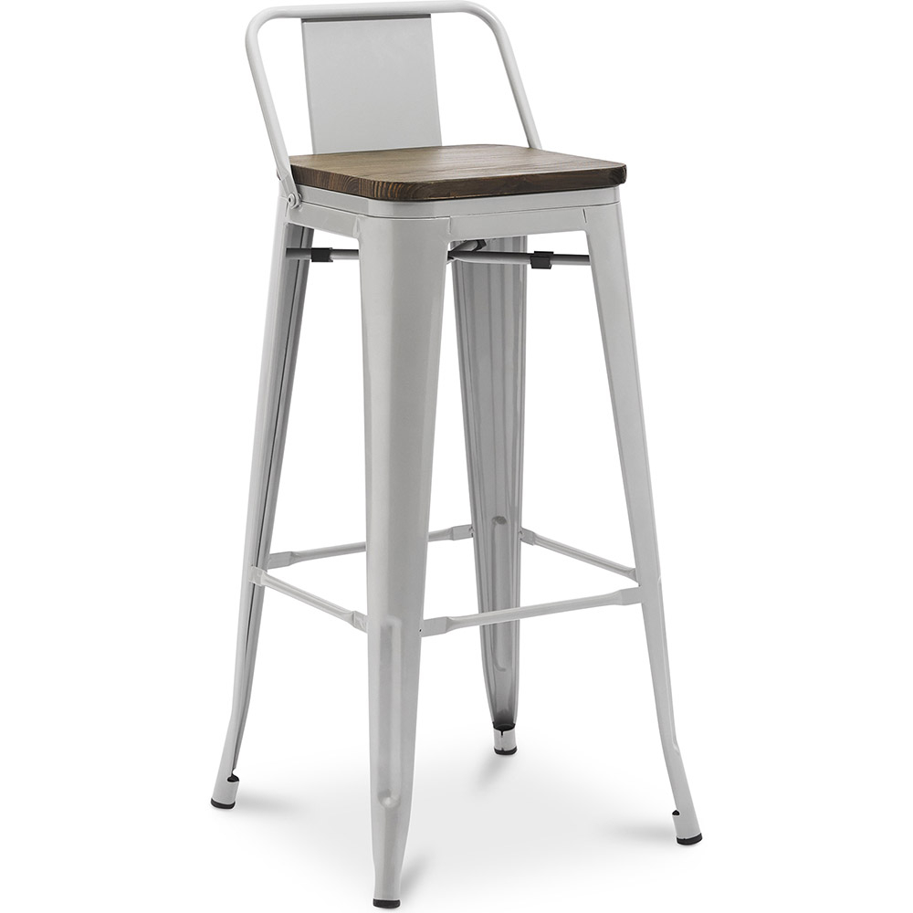  Buy Bar stool with small backrest  Bistrot Metalix industrial Metal and Dark Wood - 76 cm - New Edition Light grey 60150 - in the EU