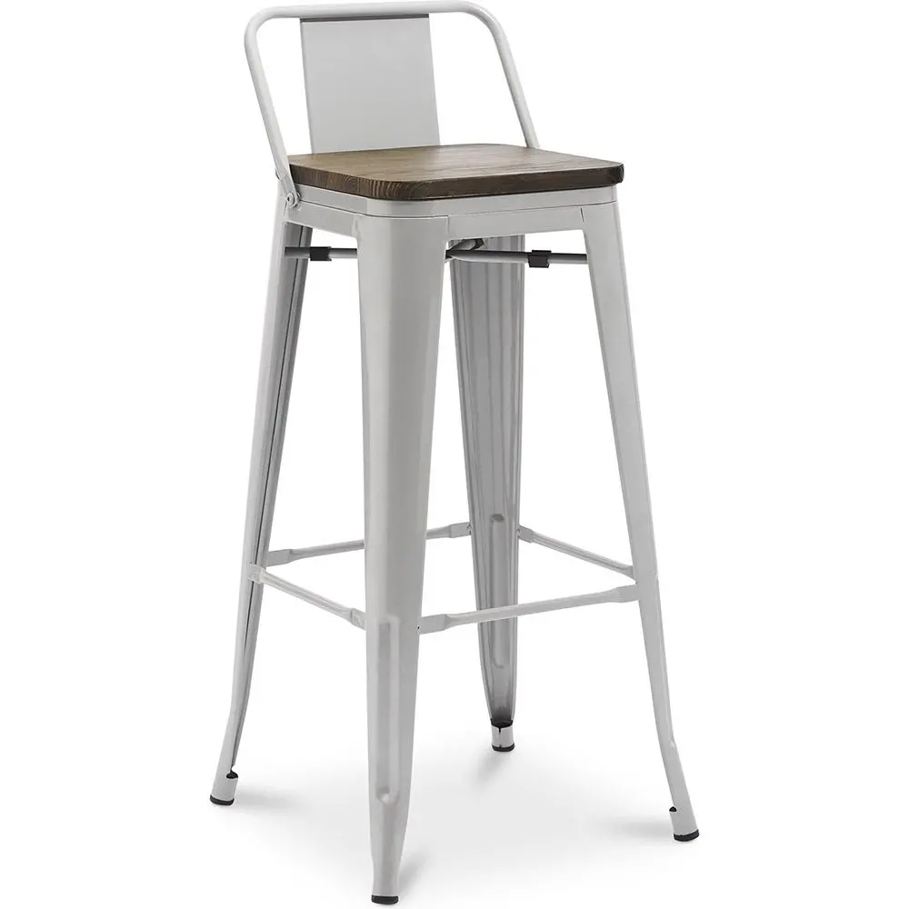  Buy Bar Stool - Industrial Design - Wood and Steel - 76cm - Metalix Light grey 60150 - in the EU