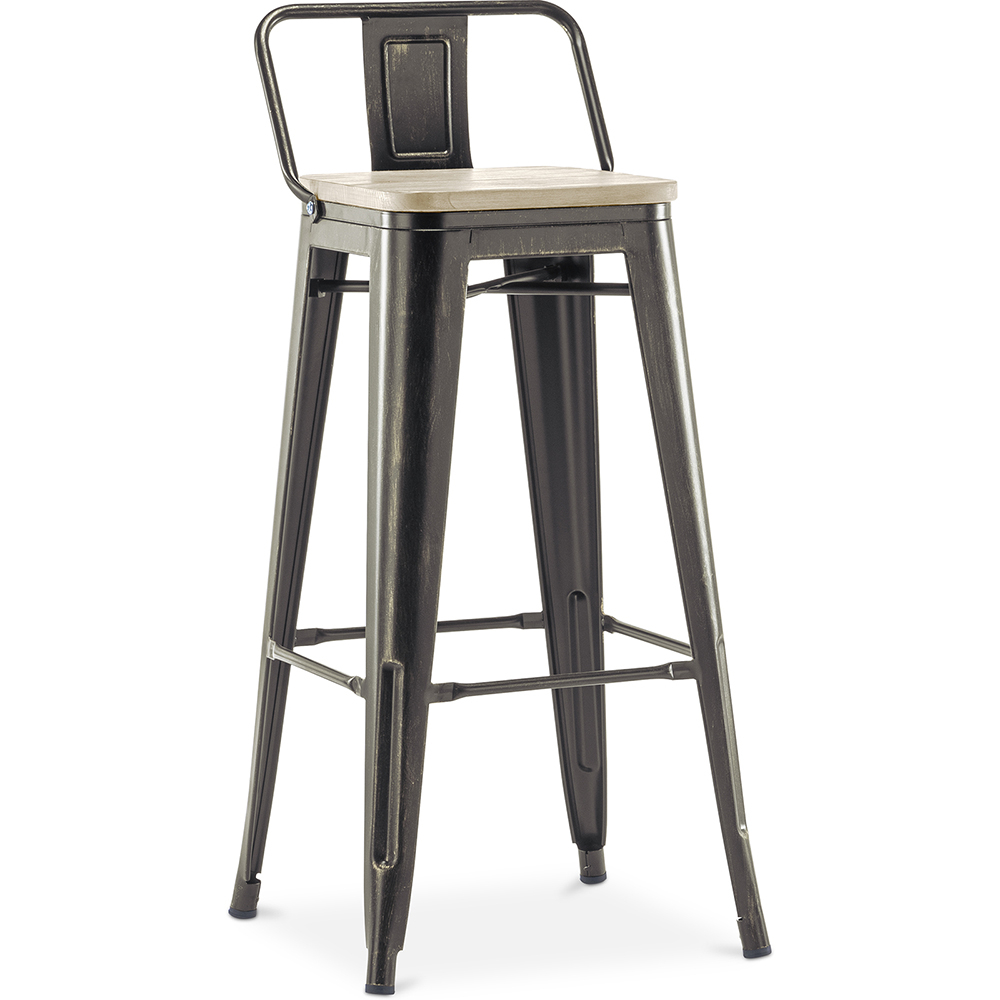  Buy Bar stool with small backrest Bistrot Metalix industrial Metal and Light Wood - 76 cm - New Edition Metallic bronze 60152 - in the EU