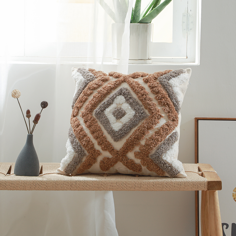  Buy Square Cotton Cushion Boho Bali Style (45x45 cm) cover + filling - Kali Brown 60159 - in the EU