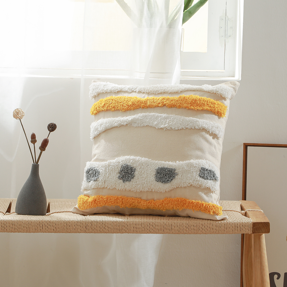  Buy Square Cotton Cushion Boho Bali Style (45x45 cm) cover + filling - Manda Yellow 60161 - in the EU