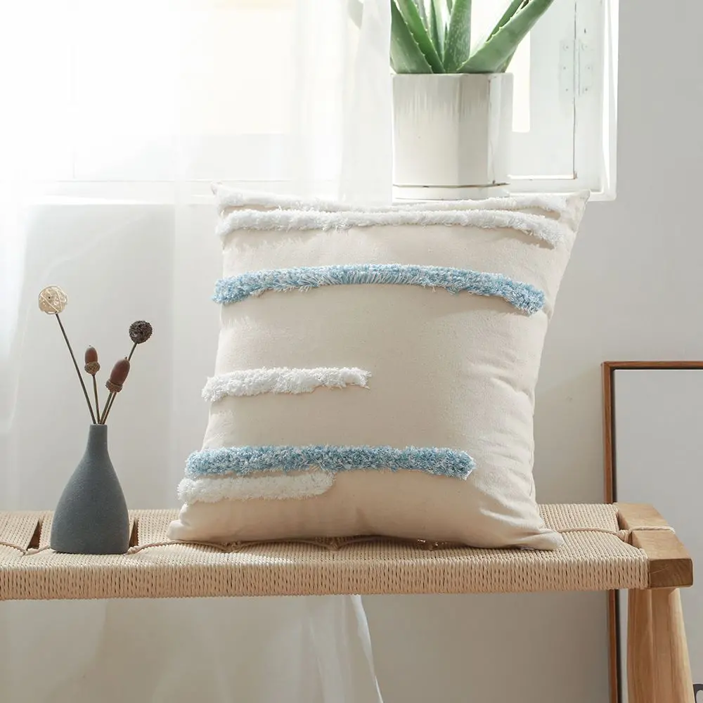  Buy Square Cotton Cushion Boho Bali Style (45x45 cm) cover + filling - Tanyi Blue 60165 - in the EU