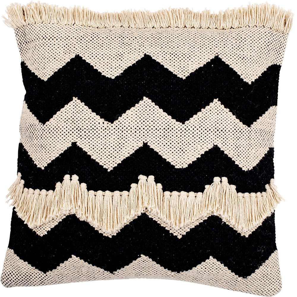  Buy Square Cotton Cushion in Boho Bali Style cover + filling - Gwen White / Black 60182 - in the EU