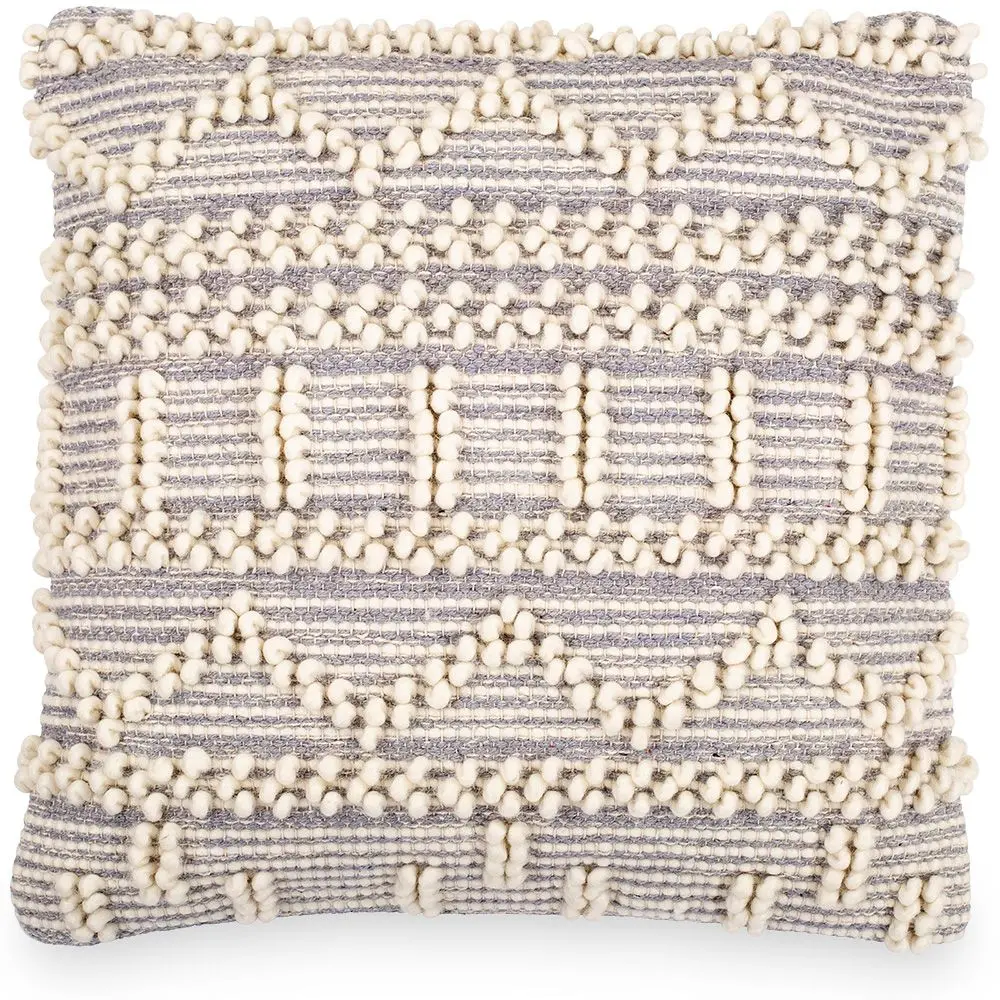  Buy Square Cushion in Boho Bali Style, Cotton & Wool cover + filling - Mirenva Grey 60194 - in the EU