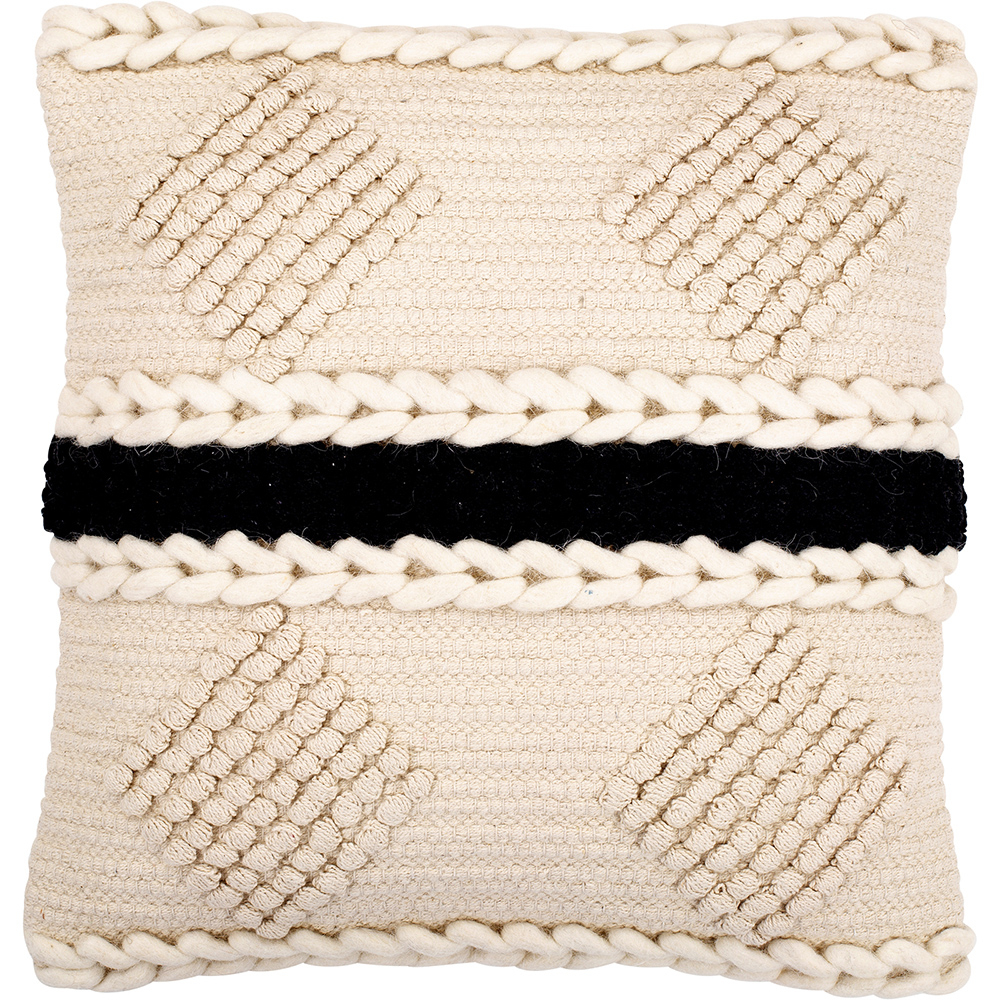  Buy Square Cushion in Boho Bali Style, Cotton & Wool cover + filling - Minerva Black 60195 - in the EU