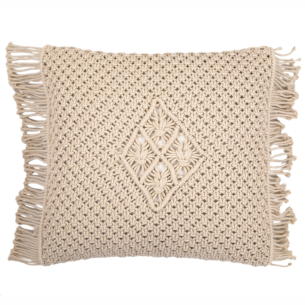  Buy Square Cotton Cushion in Boho Bali Style cover + filling - Mecanda Cream 60199 - in the EU