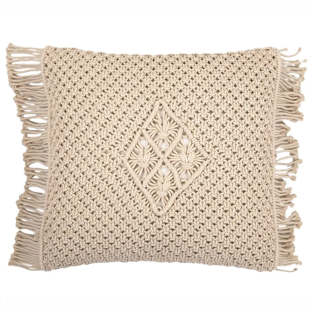  Buy Square Cotton Cushion in Boho Bali Style cover + filling - Mecanda Cream 60199 - in the EU
